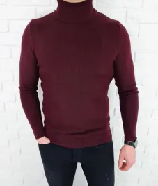 bordowy-sweter-golf-meski-basic-3534