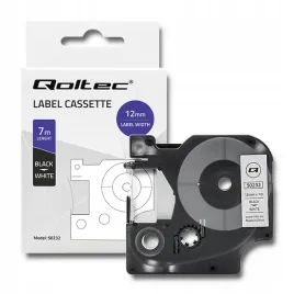 qoltec-tasma-do-dymo-d1-45013or-12mm-x-7m-or-biala-czarny-nadruk