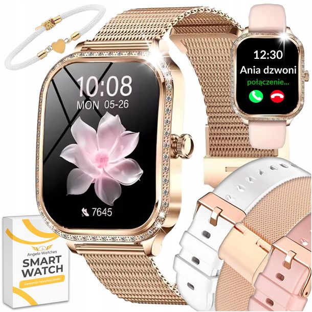 SMARTWATCH ZEGAREK PREZENT NA KOMUNIĘ DLA DZIEWCZYNKI ROZMOWY MENU POLSKIE