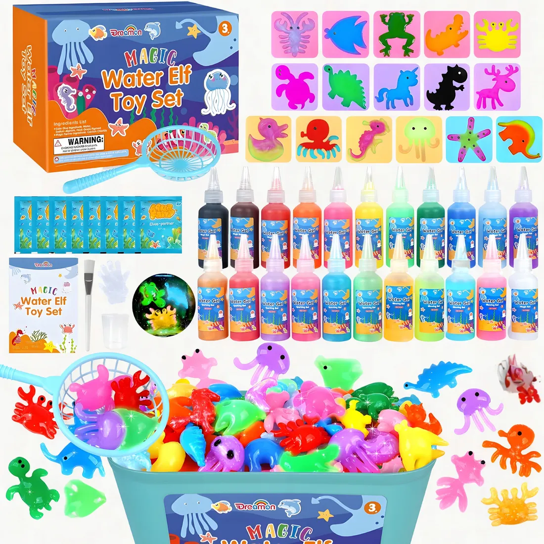 AQUA GELZ DUŻY ZESTAW KREATYWNY DLA DZIECI DIY AKCESORIA FOREMKI +