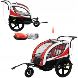 przyczepka-rowerowa-dla-dzieci-amortyzowan-regulowana-czerwono-bialo-czarna