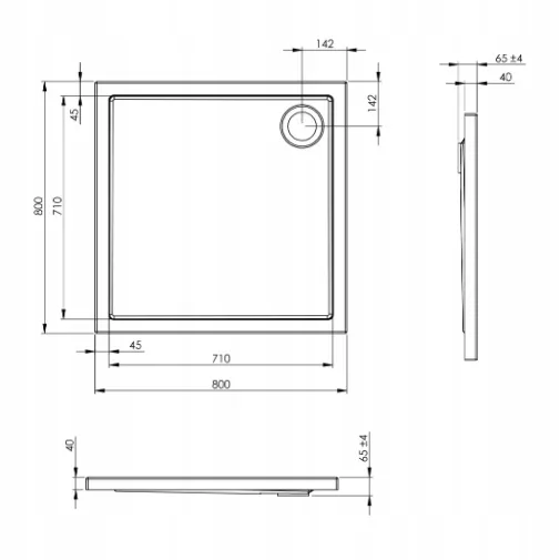 roca-brodzik-akrylowy-malaga-square-flat-kwadrat-80x80x4cmorbialyororyginalny-stan-nowy