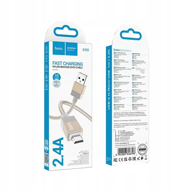 hoco-kabel-usb-micro-usb-24a-x110-1m-zloty-kod-producenta-x110