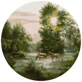malowanie-po-numerach-okragle-konie-w-lesie-40cm