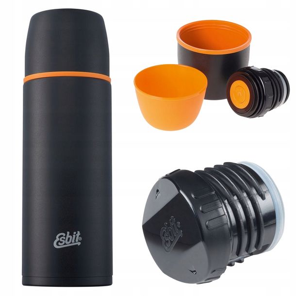 TERMOS ESBIT STALOWY PRÓŻNIOWY DO SZKOŁY PRACY VACUUM+2 KUBKI I KORKI 0,5L-Zdjęcie-0