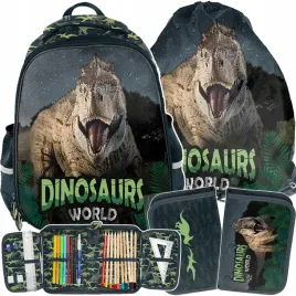 dinozaury-plecak-tornister-tyranozaur-zestaw-3ele