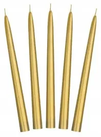 swieca-stozkowa-24cm-zlota-10szt