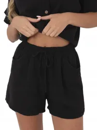 spodenki-damskie-muslinowe-szorty-materialowe-z-kieszeniami