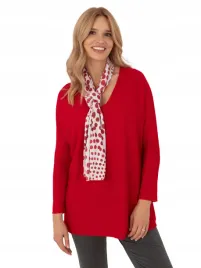 sweter-klasyczny-damski-elegancki-oversize-z-apaszka-w-grochy