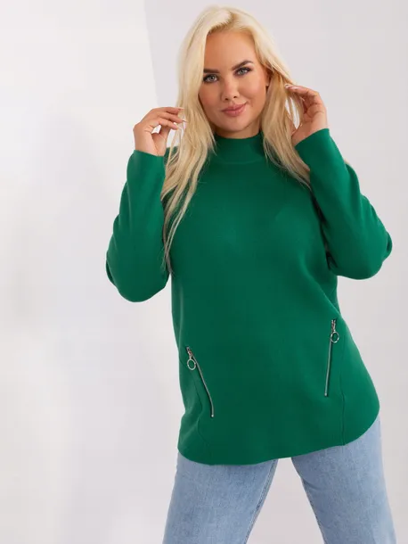 milutki-sweter-plus-size-damski-z-polgolfem-kolor-zielony