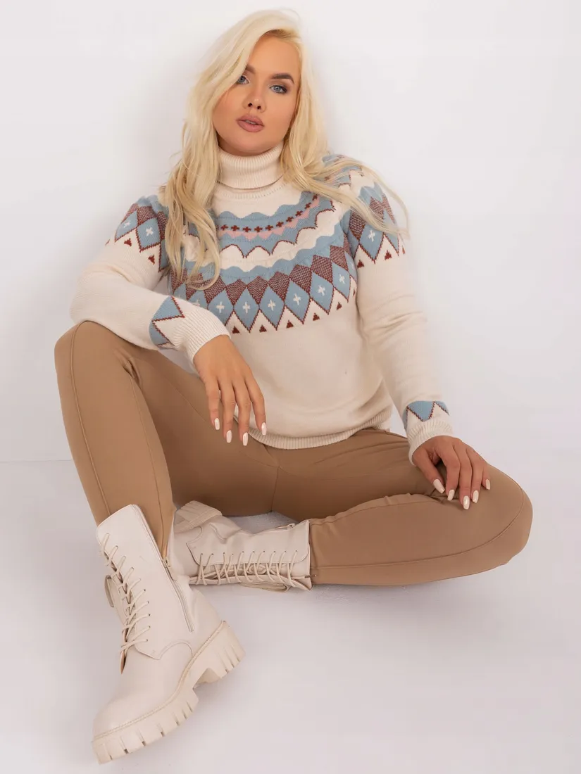 modny-sweter-plus-size-damski-golf-we-wzory
