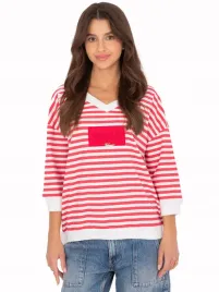 bluzka-damska-w-paski-na-co-dzien-dekolt-w-serek