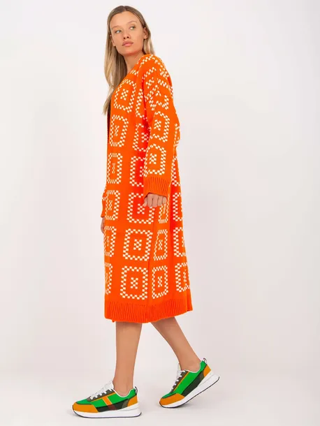 sweter-kardigan-damski-oversize-we-wzory-kolor-pomaranczowy