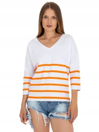 bluzka-damska-luzna-paski-bawelna-rekaw-3-4-l-xl
