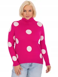 dzianinowy-sweter-plus-size-damski-golf-z-nadrukiem-w-grochy