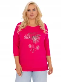 bluzka-plus-size-kobieca-z-podwijanymi-rekawami-kwiatowy-print