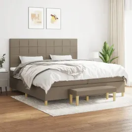 vidaxl-lozko-kontynentalne-z-materacem-taupe-tkanina-200x200-cm