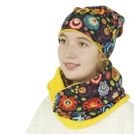 komplet-czapka-i-komin-folk-lowicki-zolty
