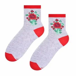 skarpetki-lowickie-szare-z-czerwona-roza-35-37