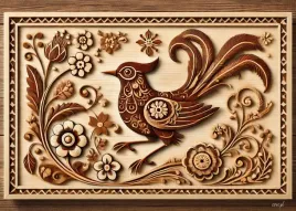 obrazek-papierowy-folk-stylizowany-ptaszek