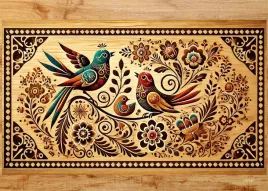 obrazek-papierowy-folk-stylizowany-dwa-ptaszki