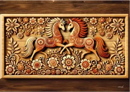 obrazek-papierowy-folk-stylizowany-dwa-konie