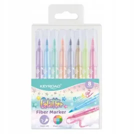 flamastry-keyroad-fiber-marker-glitter-brokatowe-8-kolorow-pastelowych
