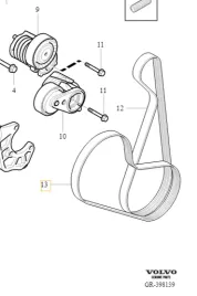 volvo-v40-v50-napinacze-paski-osprzetu-komplet-oe