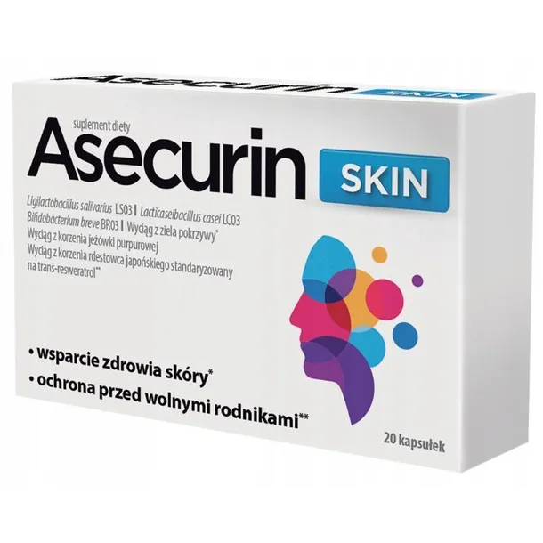 Asecurin Skin 20 kapsułek - wsparcie dla skóry