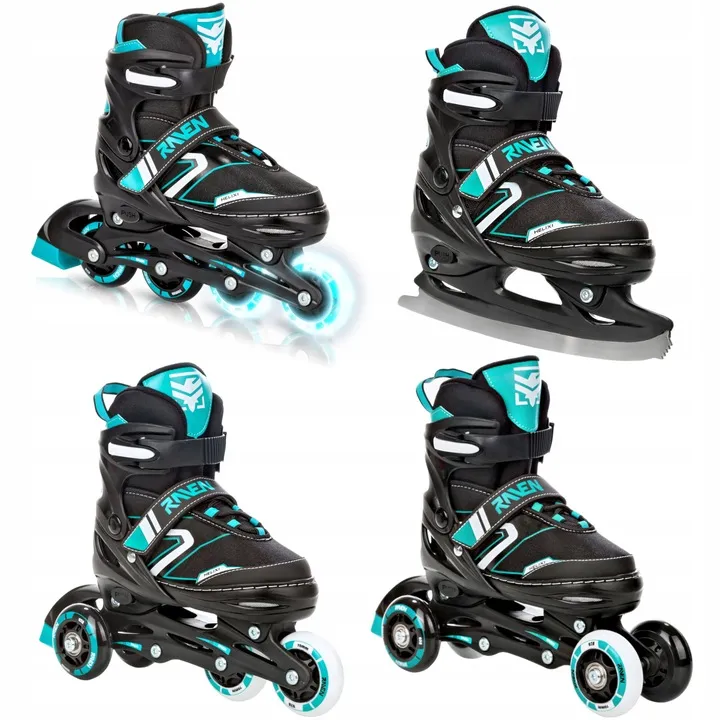 rolki-lyzwy-wrotki-4w1-regulowane-raven-helixi-black-mint-30-33-kolka-led