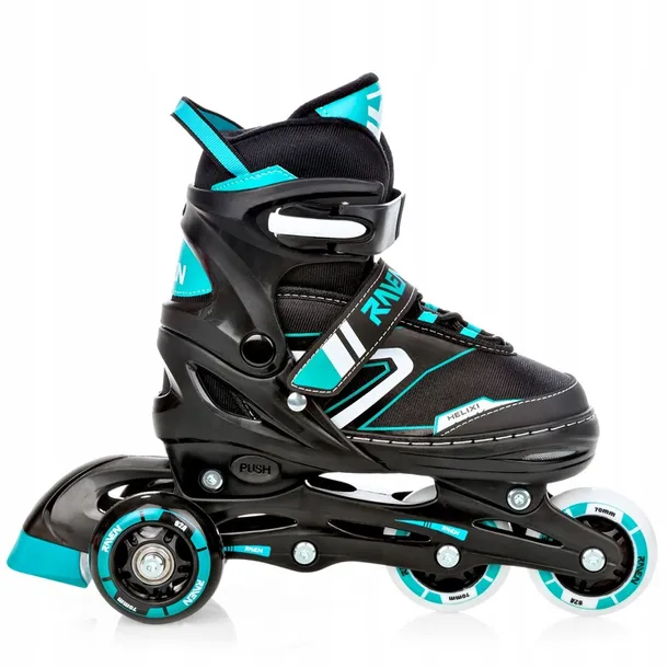 rolki-lyzwy-wrotki-4w1-regulowane-raven-helixi-black-mint-30-33-kolka-led-klasa-lozysk-abec-7