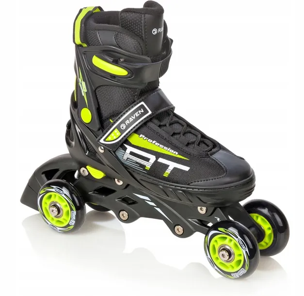 rolki-wrotki-3w1-regulowane-raven-profession-black-lime-31-35-klasa-lozysk-abec-7