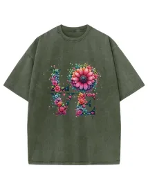 damska-koszulka-oversize-efekt-sprania-milosc-love-kwiaty-khaki-m