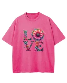 damska-koszulka-oversize-efekt-sprania-milosc-love-kwiaty-rozowa-m