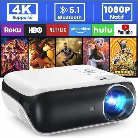 PROJEKTOR RZUTNIK FULL HD 4K BLUETOOTH 9500 LM EKRAN PROJEKCYJNY NETFLIX