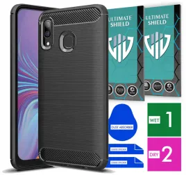 etui-na-telefon-samsung-galaxy-a20e-carbon-pancerne-szklo-ochronne