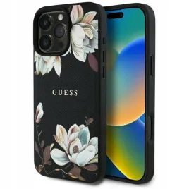 pokrowiec-guess-guhmp16lpgnmplmk-iphone-16-pro-grained-flowers-classic-mag