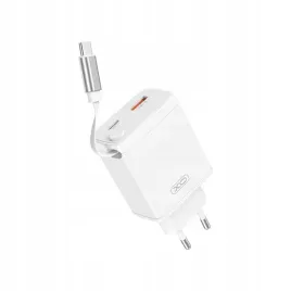xo-ladowarka-sieciowa-usb-i-usb-c-30w-biala-ze-zwijanym-kablem-usb-c