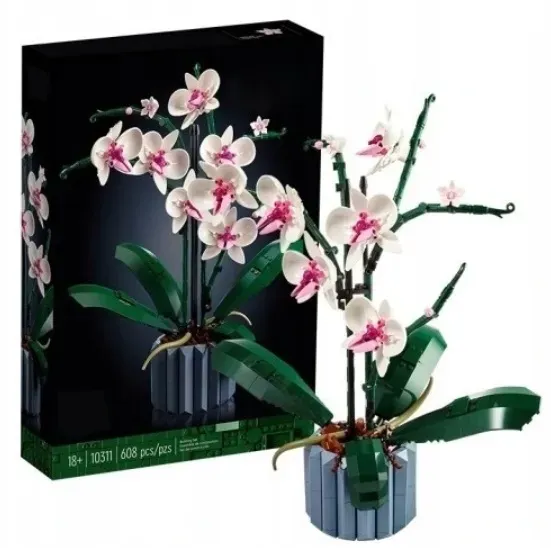 Klocki Konstrukcyjne KWIATY ORCHIDEA W DONICZCE 608 Elementów Storczyk