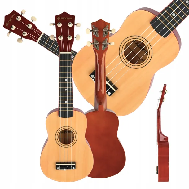 UKULELE SOPRANOWE DLA DZIECI 21” NATURAL DREWNIANE DO NAUKI GRY EDUKACYJNE