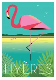 plakat-hyeres-flaming-ptak-vintage-retro-100x70-cm