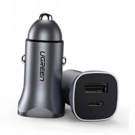 ladowarka-samochodowa-ugreen-cd130-usb-a-usb-c-30w-szara