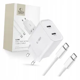 ladowarka-tech-protect-c20w-sieciowa-2x-usb-c-pd-20w-z-kablem-usb-c-biala