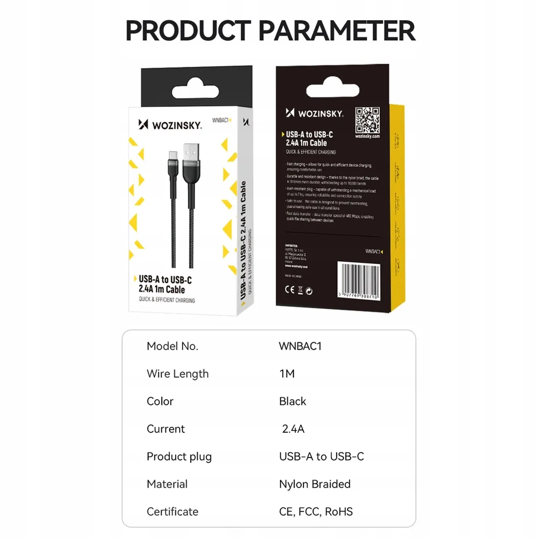 kabel-wozinsky-wnbac2-usb-a-usb-c-2-4a-2m-czarny