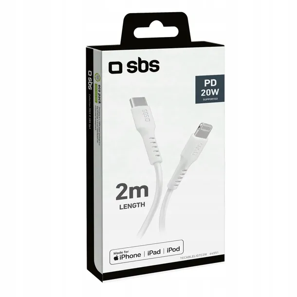 kabel-sbs-tecableligtc2w-usb-c-lightning-20w-2m-bialy-dlugosc-przewodu-2-m