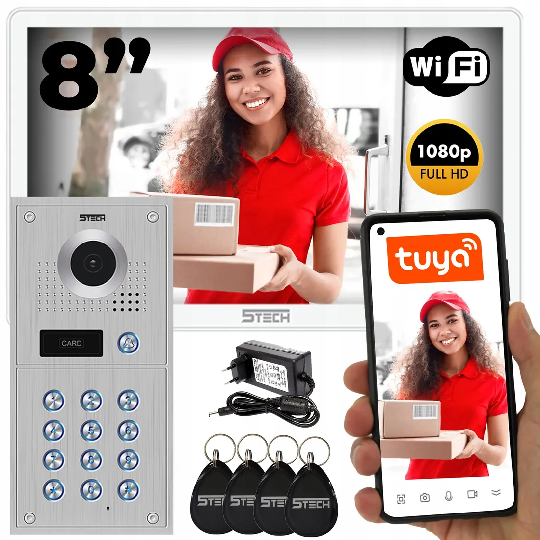 Wideodomofon 2-żyłowy 5tech WiFi Podtynkowa stacja 82222 Furtka i