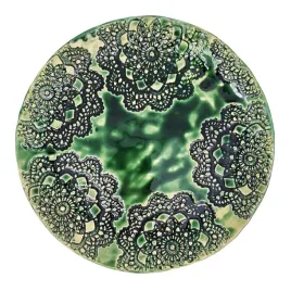 talerz-ceramiczny-zielony-rekodzielo-srednica-25-cm-unikatowy-wzor