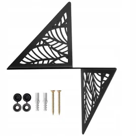 polka-narozna-scienna-czarna-loft-lewa-azurowa-liscie-floral-boho-metalowa