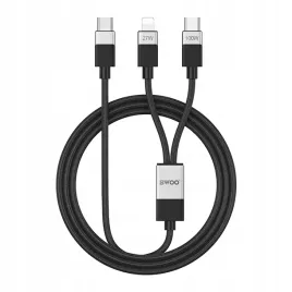 bwoo-kabel-pleciony-2w1-usb-c-usb-c-i-lightning-1m-100w-27w-czarny