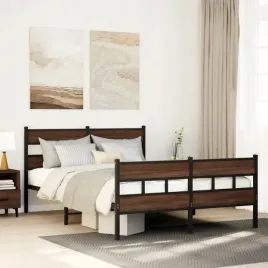 vidaxl-metalowa-rama-lozka-bez-materaca-brazowy-dab-150x200-cm